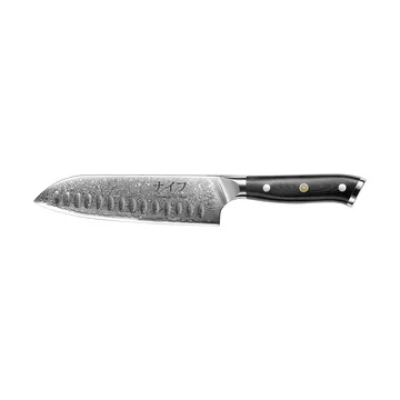 Damascus By Hâws santoku knife 32 cm - Black-stainless steel - Hâws