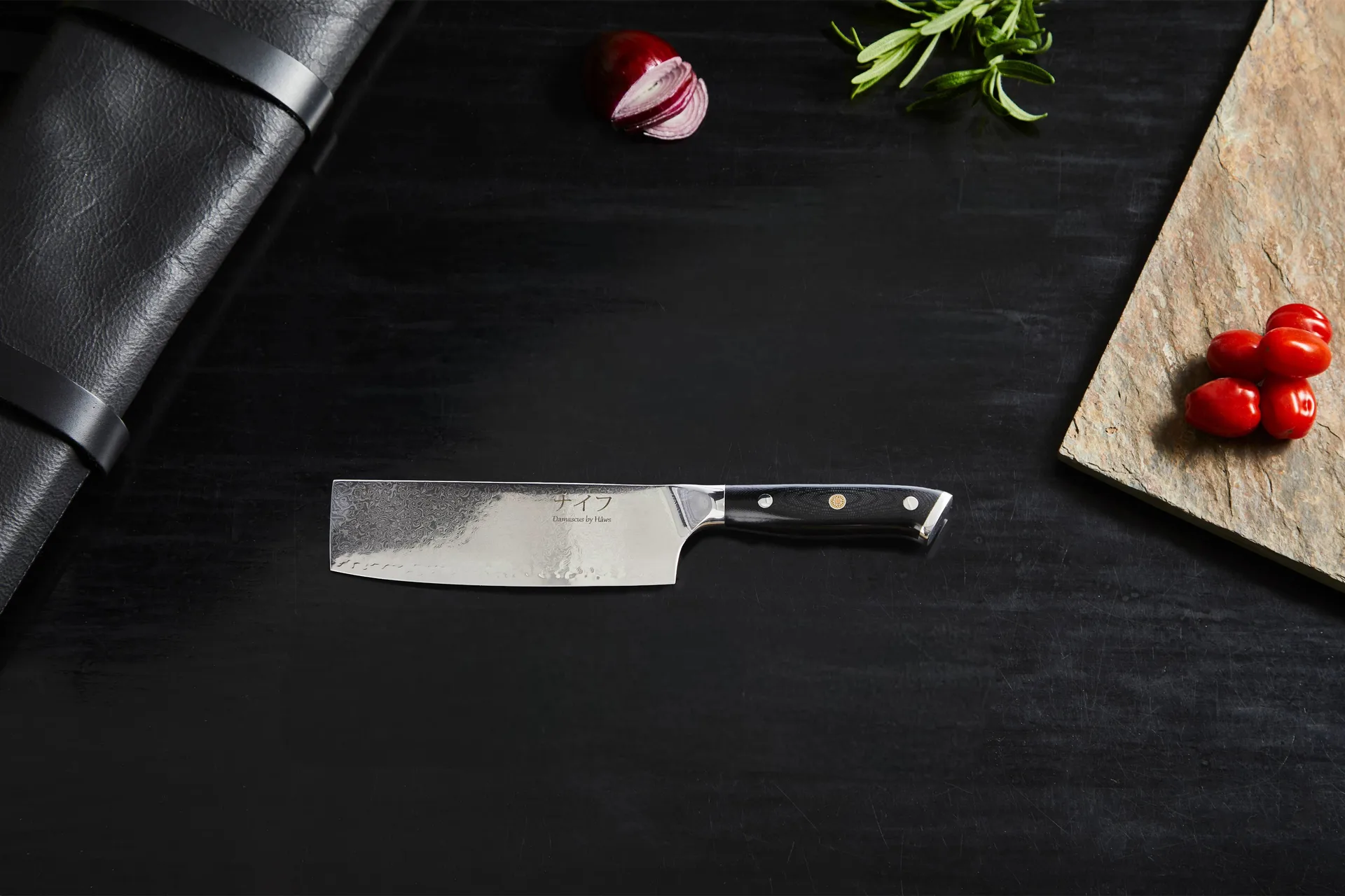 Damascus By Hâws vegetable knife 30 cm, Black-stainless steel Hâws