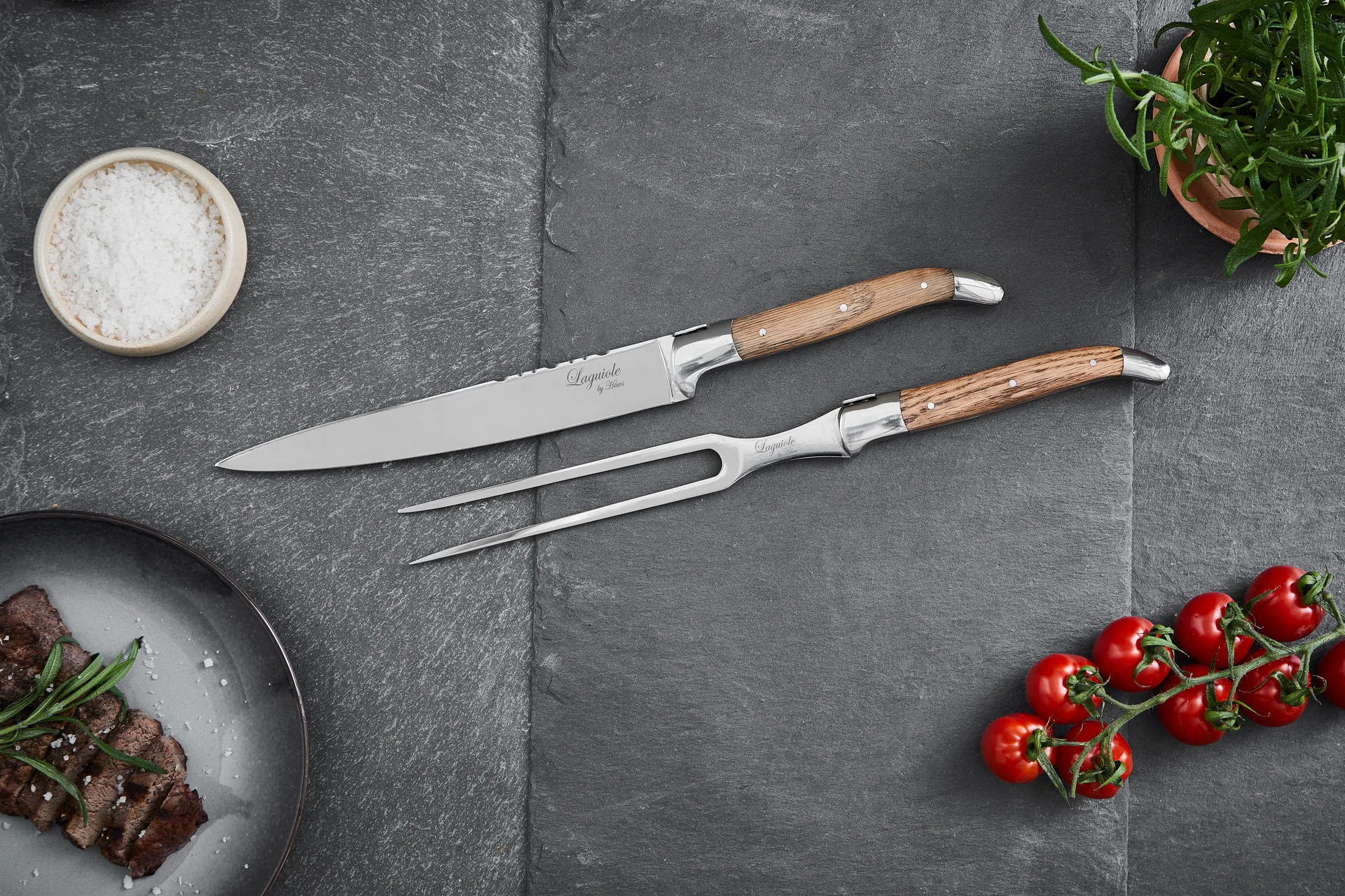 Laguiole By Hâws 2-piece carving set, Oak Hâws