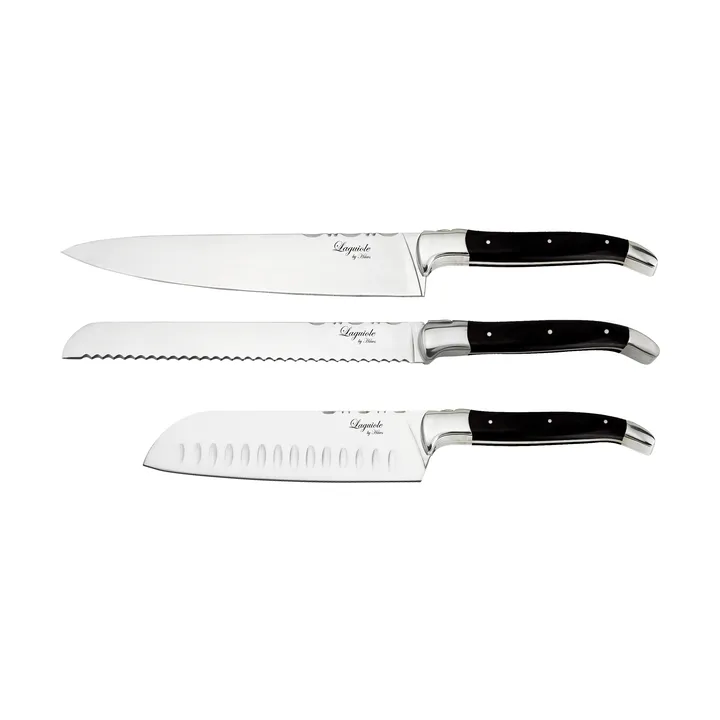 Laguiole By Hâws 3-piece chef's knife set - Black Wood - Hâws