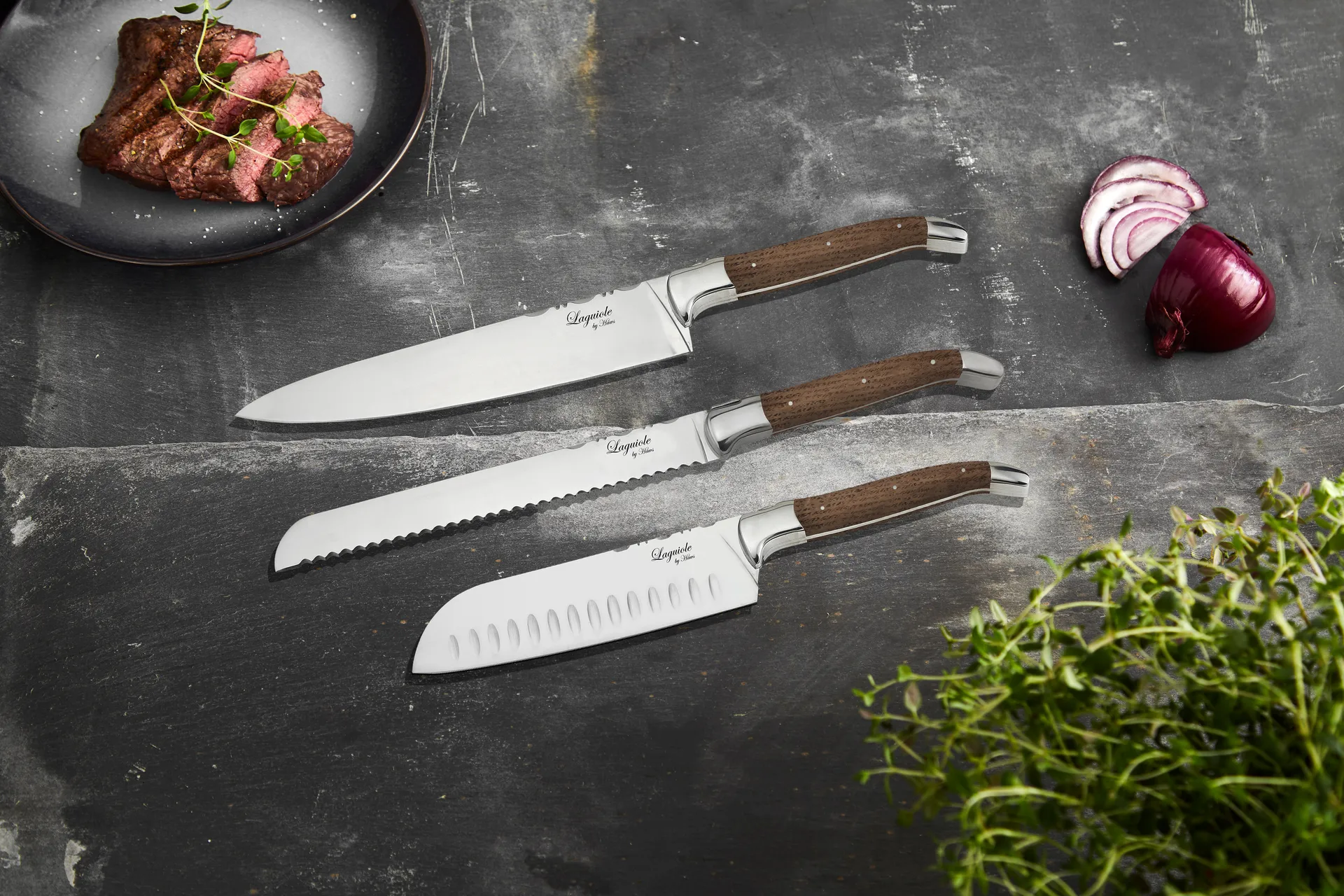 Laguiole By Hâws 3-piece chef's knife set, Oak Hâws