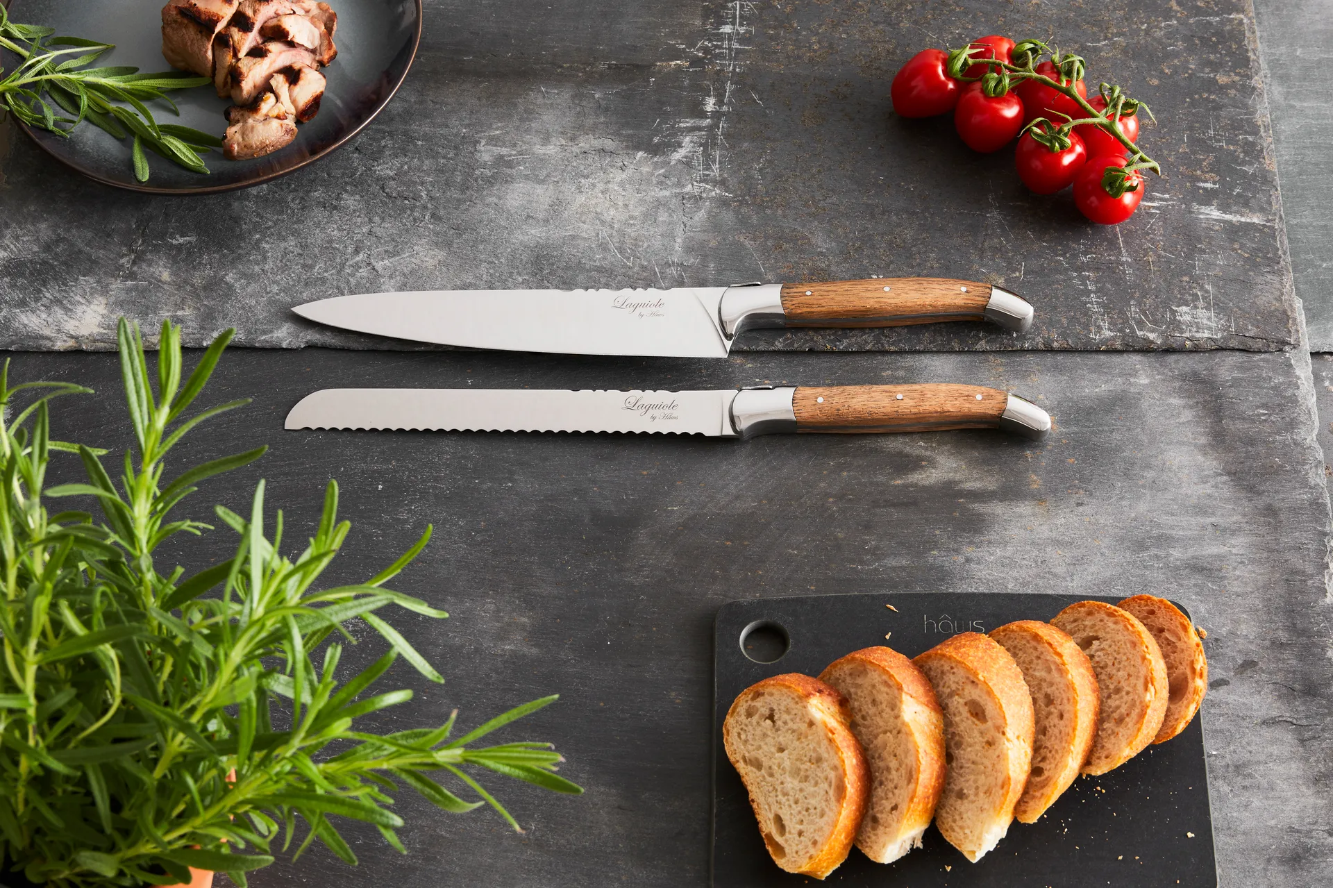 Laguiole By Hâws bread & chef knife set 2-piece, Oak Hâws