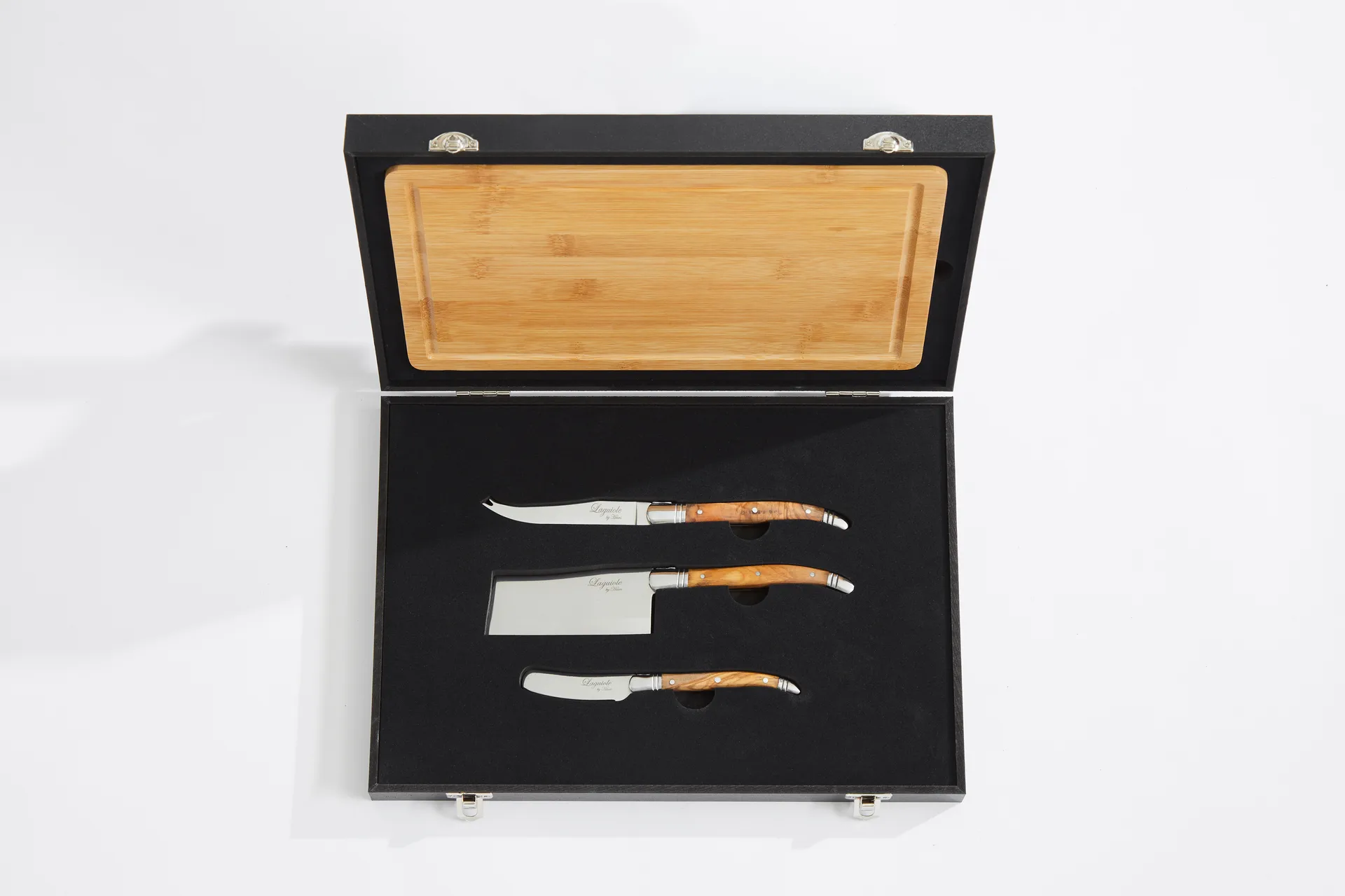 Laguiole By Hâws cheese knife set with cutting board 4-piece, Bamboo-olive wood-stainless steel Hâws