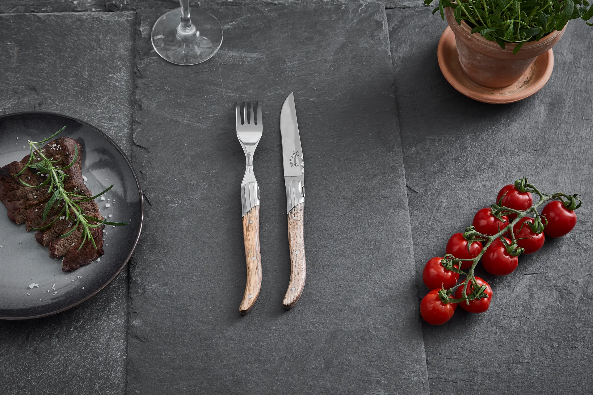 Laguiole By Hâws grill knife 6-pack, Oak Hâws