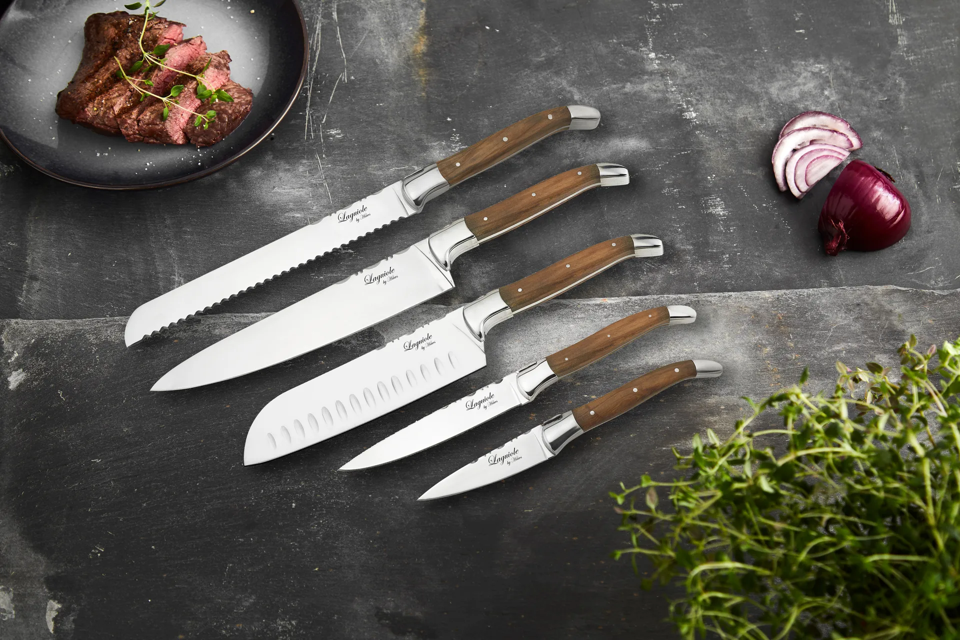 Laguiole By Hâws knife set 5-piece, Olive Hâws