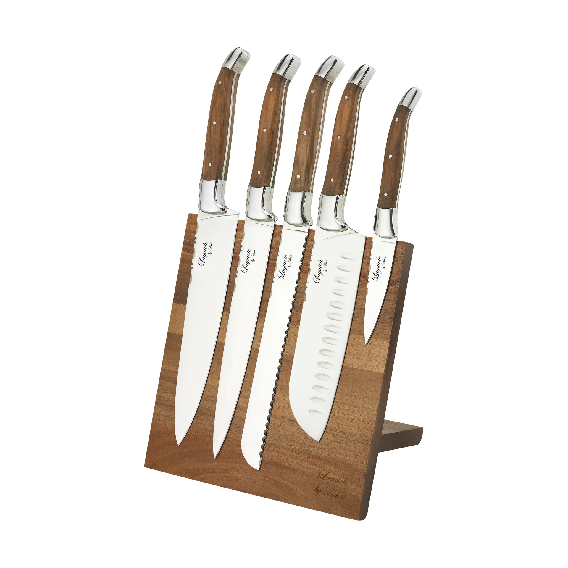 Laguiole By Hâws knife set with block 6-piece, Olive Hâws