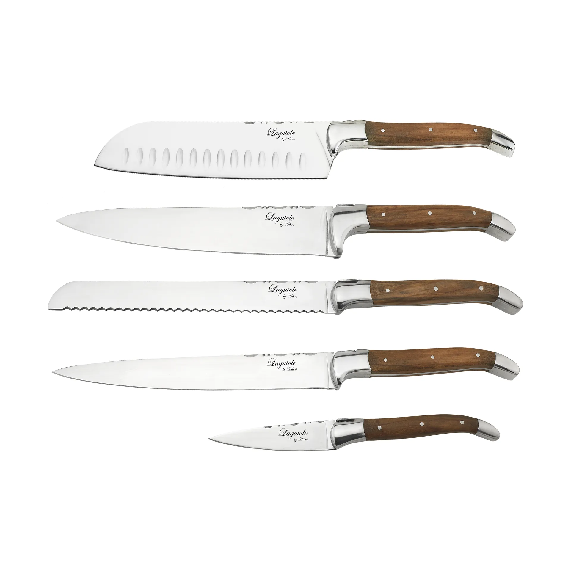 Laguiole By Hâws knife set with block 6-piece, Olive Hâws