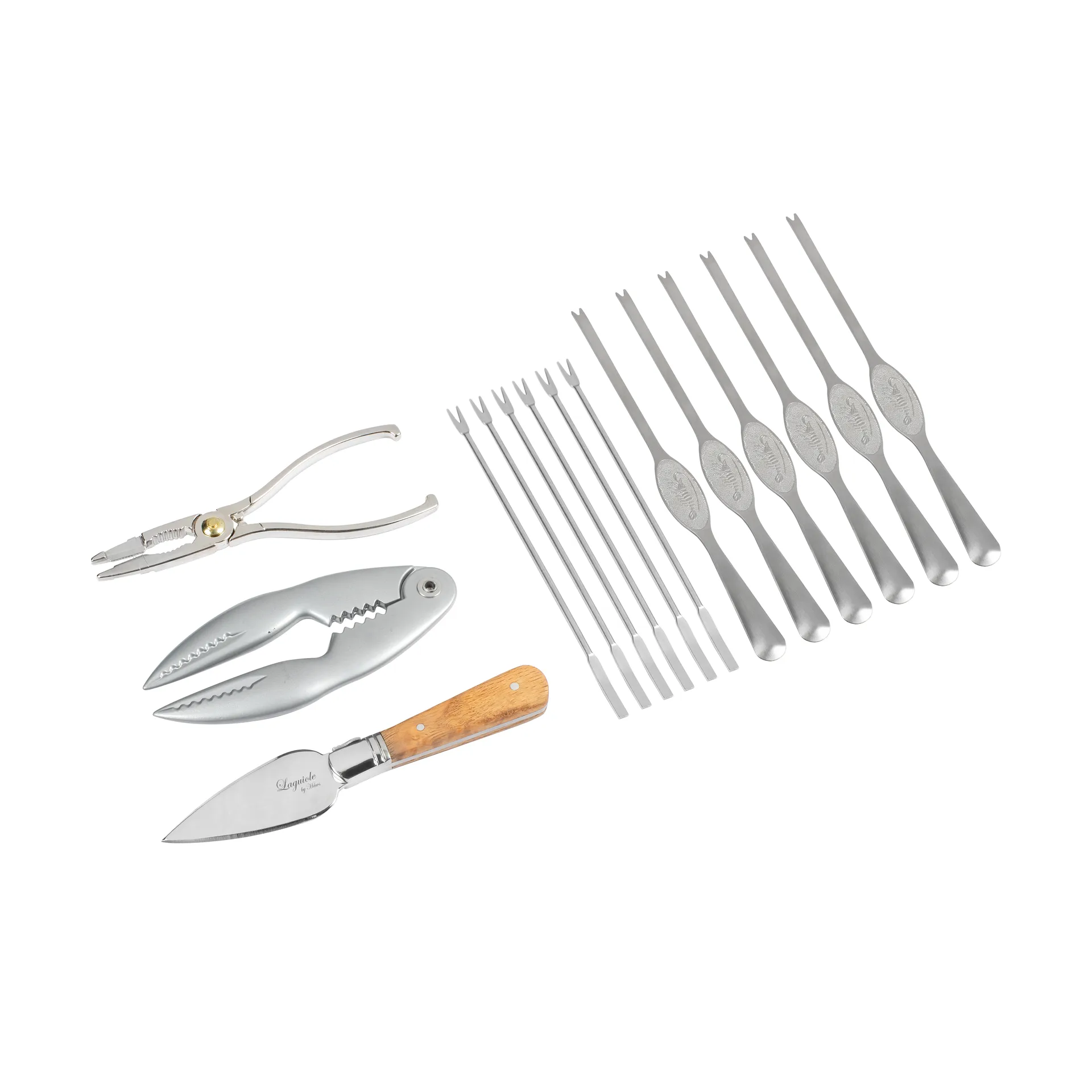 Laguiole by Hâws seafood set 15-piece, Olive wood-stainless steel Hâws