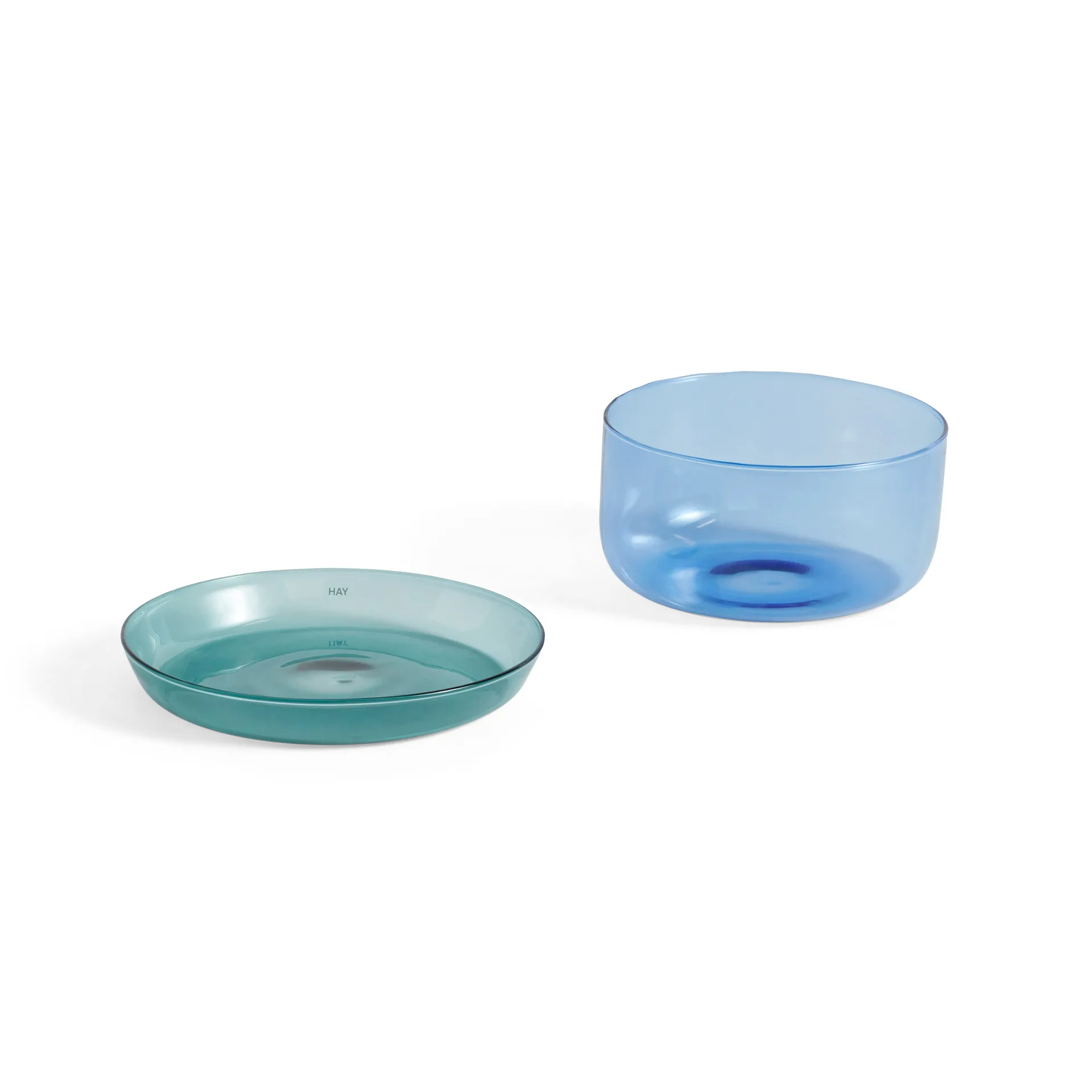 2-in-1 serving set bowl and saucer, Light blue-aqua HAY