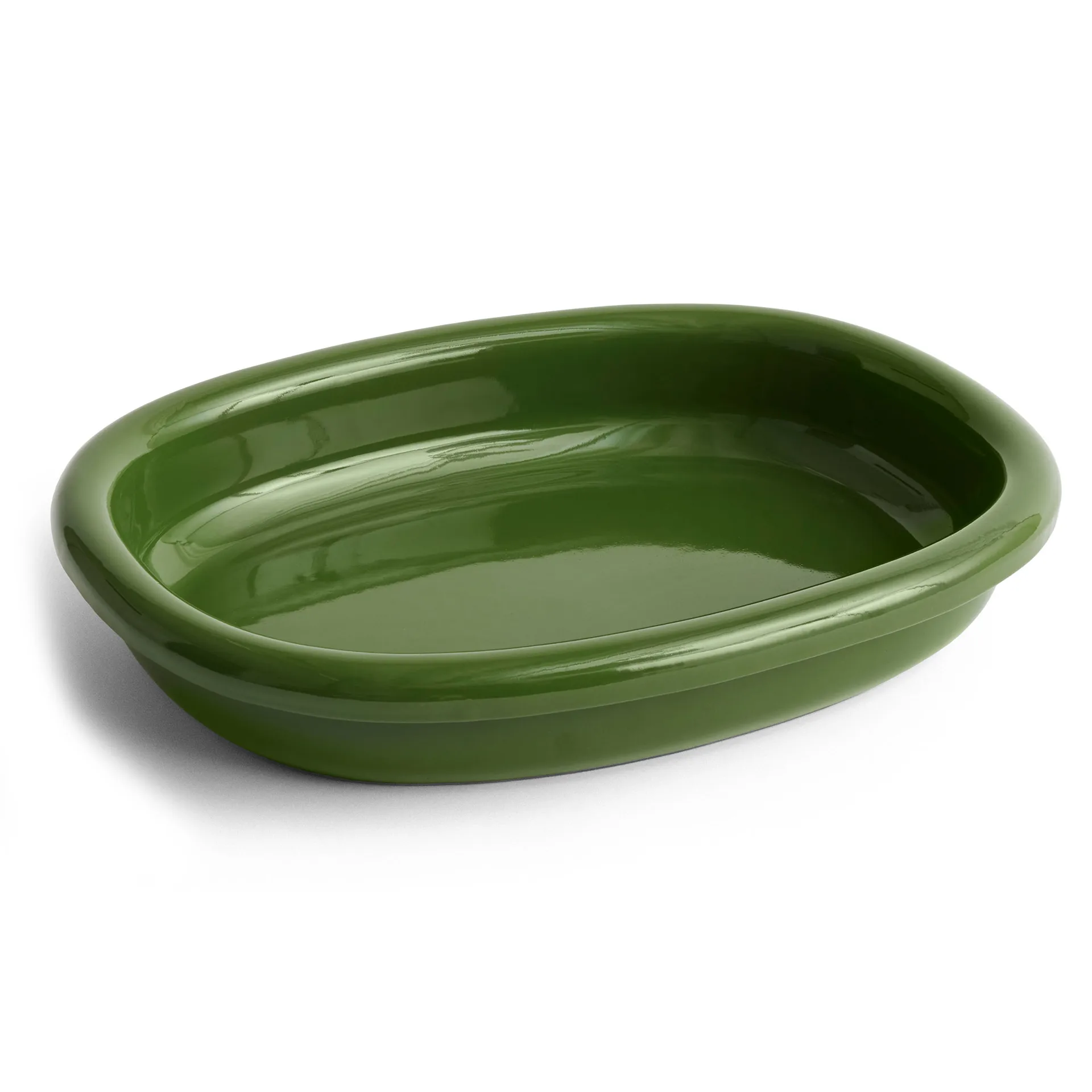 Barro oval serving plate, Green, large 27x36 cm HAY