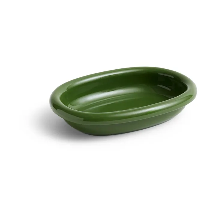 Barro oval serving plate - Green, small 20x27,5 cm - HAY