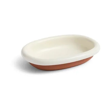 Barro oval serving plate - Off-white, small 20x27,5 cm - HAY