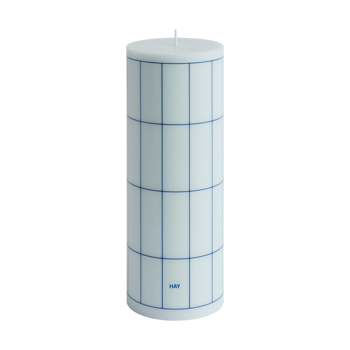 Column Candle block candle large 25 cm - Light blue-blue grid check - HAY