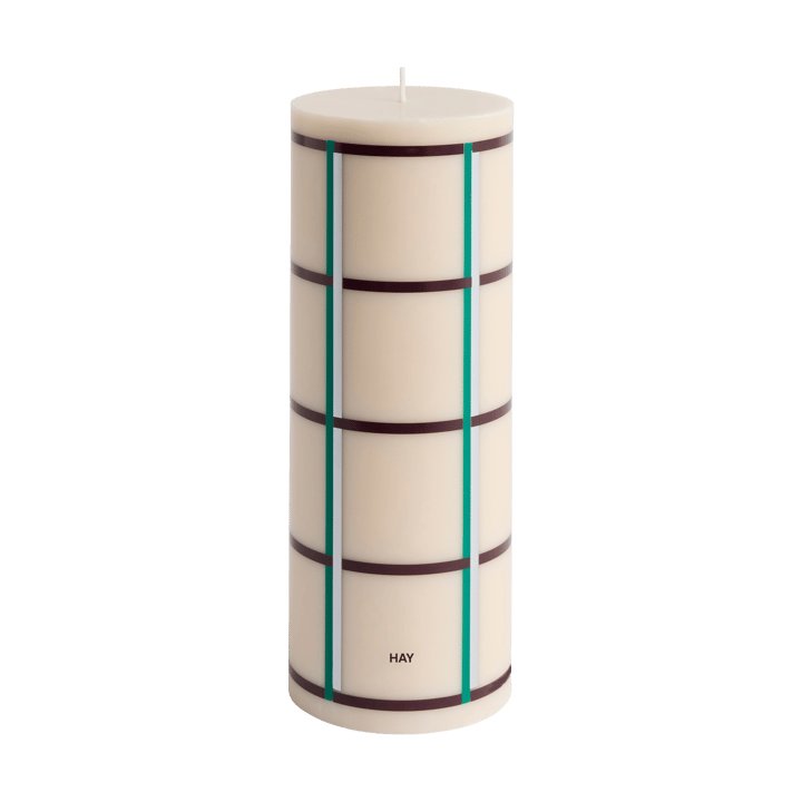 Column Candle block candle large 25 cm - Off white-green bordeaux-silver - HAY