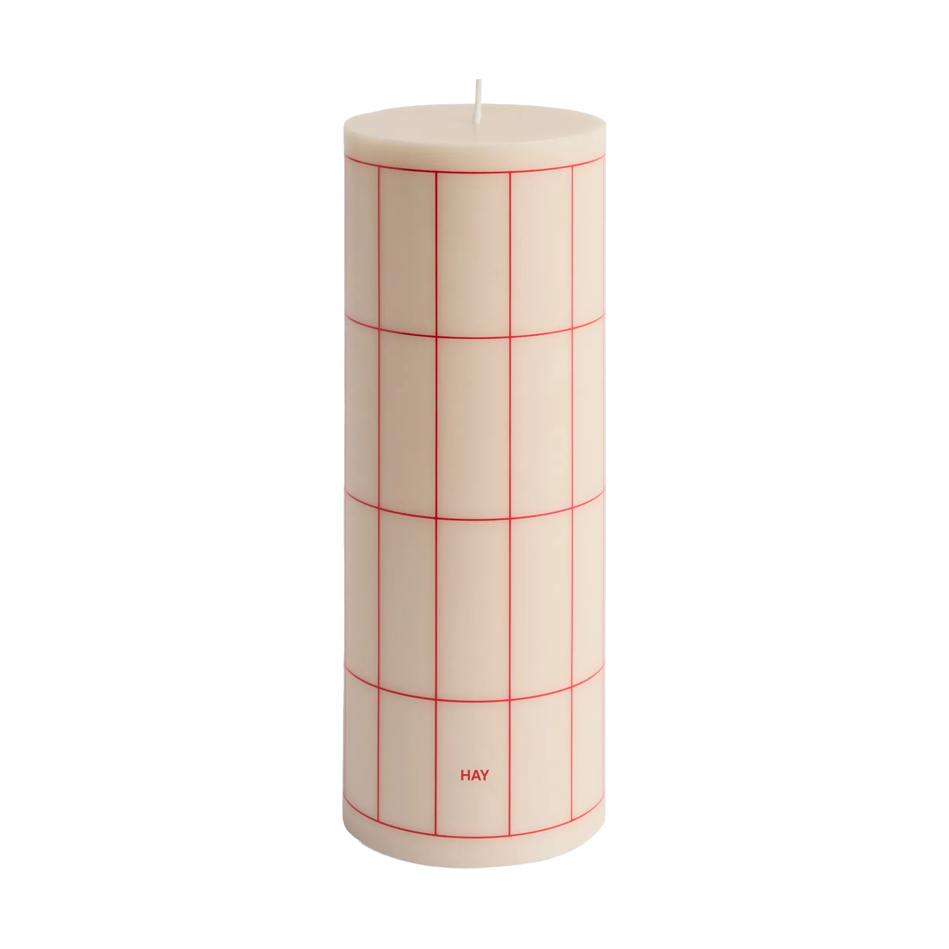 Column Candle block candle large 25 cm, Off white-red grid check HAY