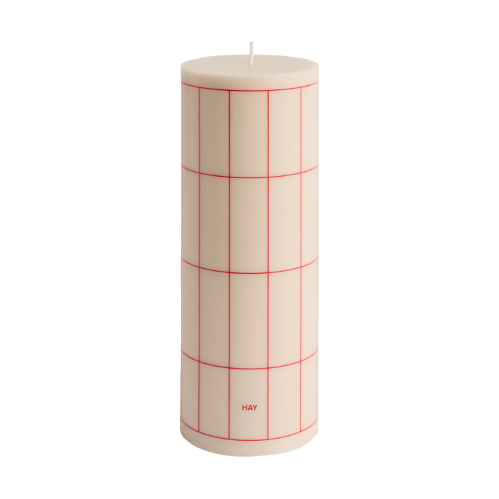 Column Candle block candle large 25 cm - Off white-red grid check - HAY