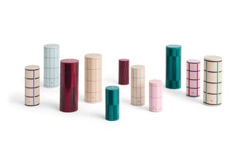 Column Candle block candle large 25 cm - Wine-bordeaux large check - HAY