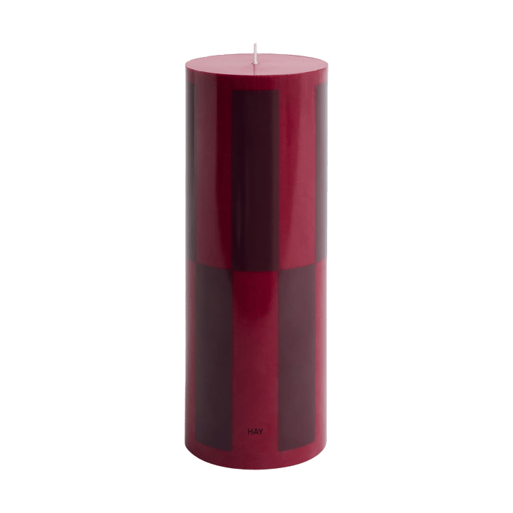 Column Candle block candle large 25 cm - Wine-bordeaux large check - HAY