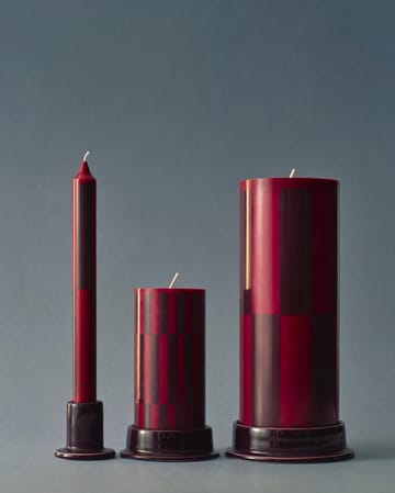 Column Candle block candle large 25 cm - Wine-bordeaux large check - HAY