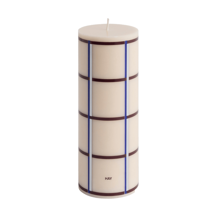 Column Candle block candle medium 20 cm - Off white-bordeaux-blue-silver - HAY