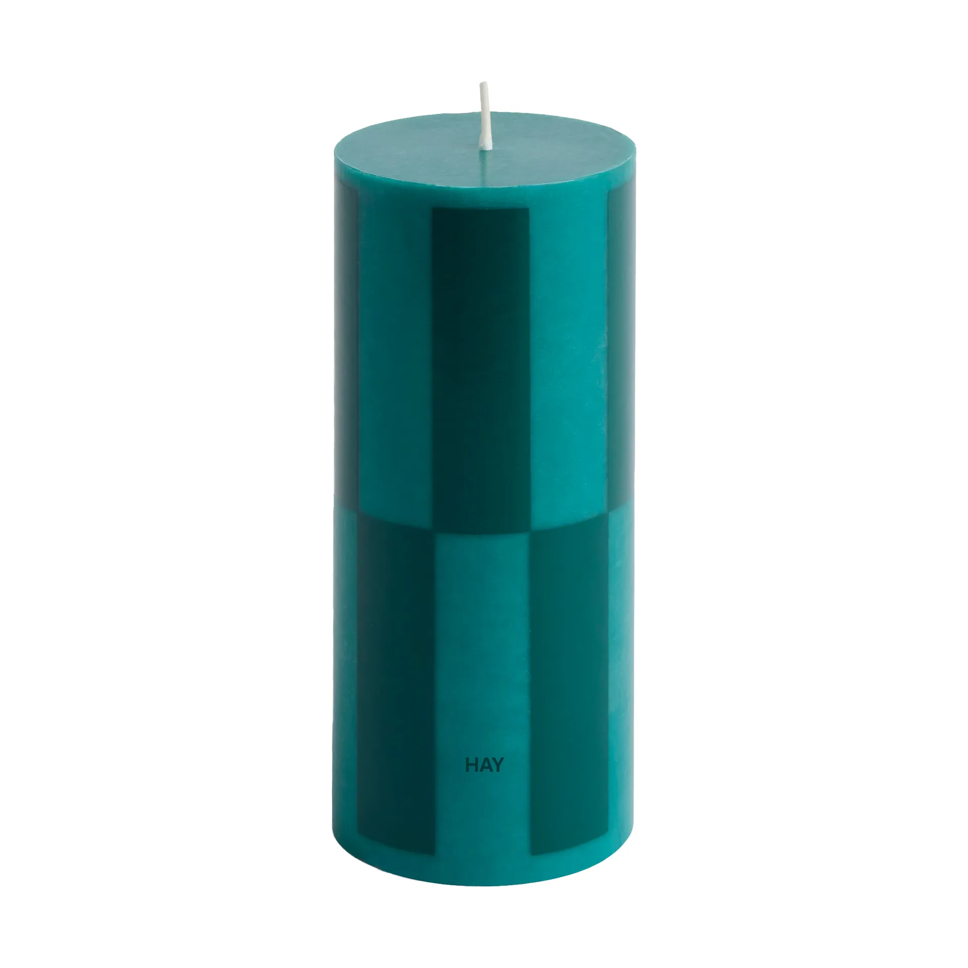 Column Candle block candle small 15 cm, Green-dark green large check HAY