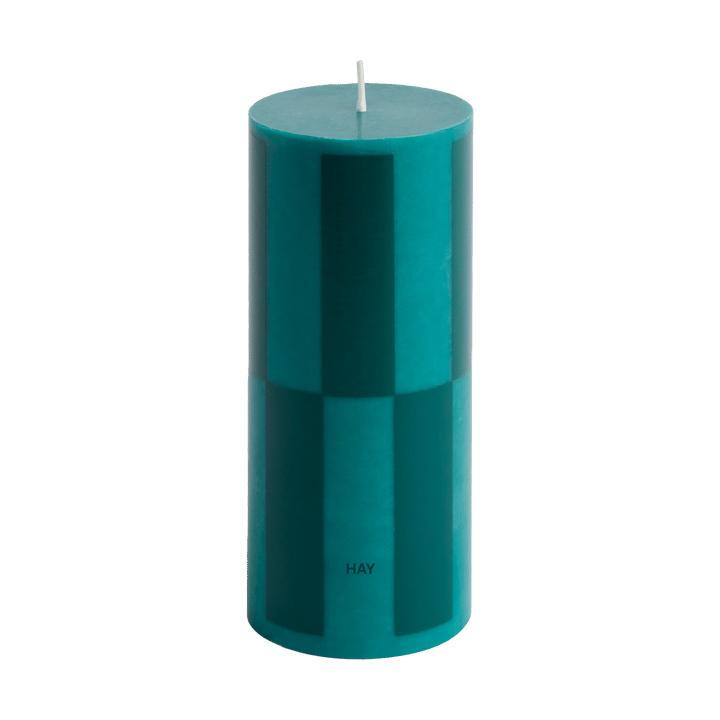 Column Candle block candle small 15 cm - Green-dark green large check - HAY