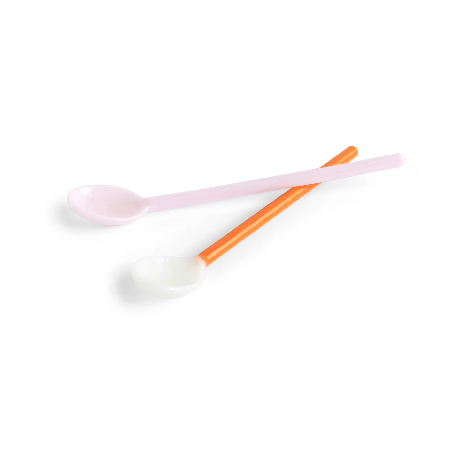 Duo glass spoons 2-pack, Light pink-bright orange HAY