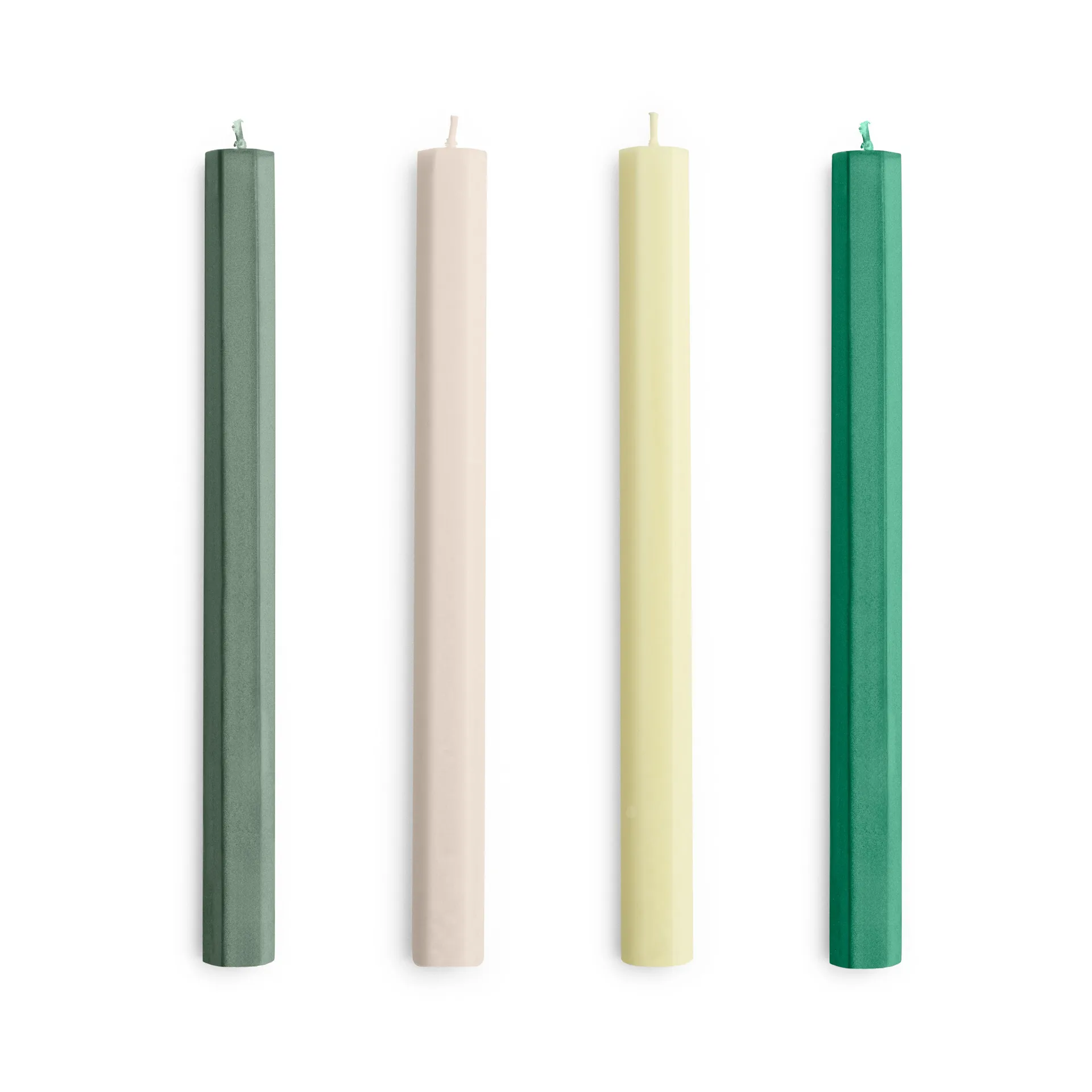 Hexagon Candle light mix 4-pack, Greens-whites HAY
