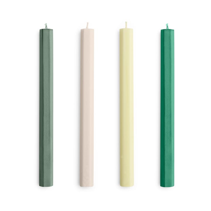 Hexagon Candle light mix 4-pack - Greens-whites - HAY