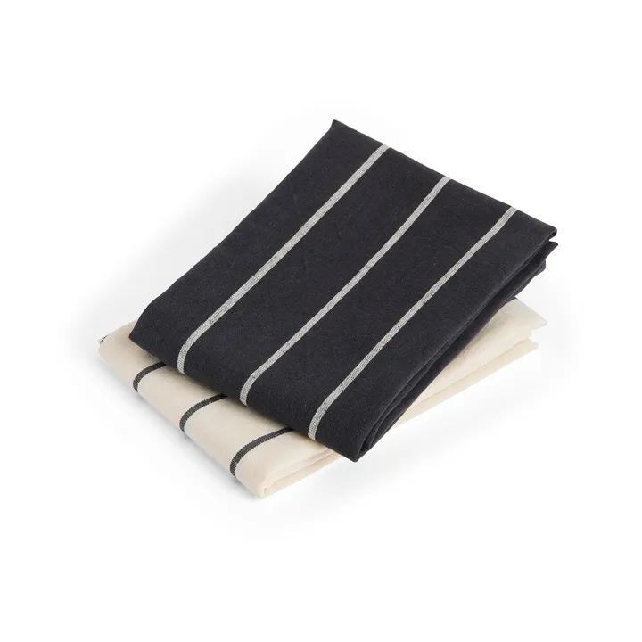 Outdoor Market kitchen towel - Black-beige, 2-pack - HAY