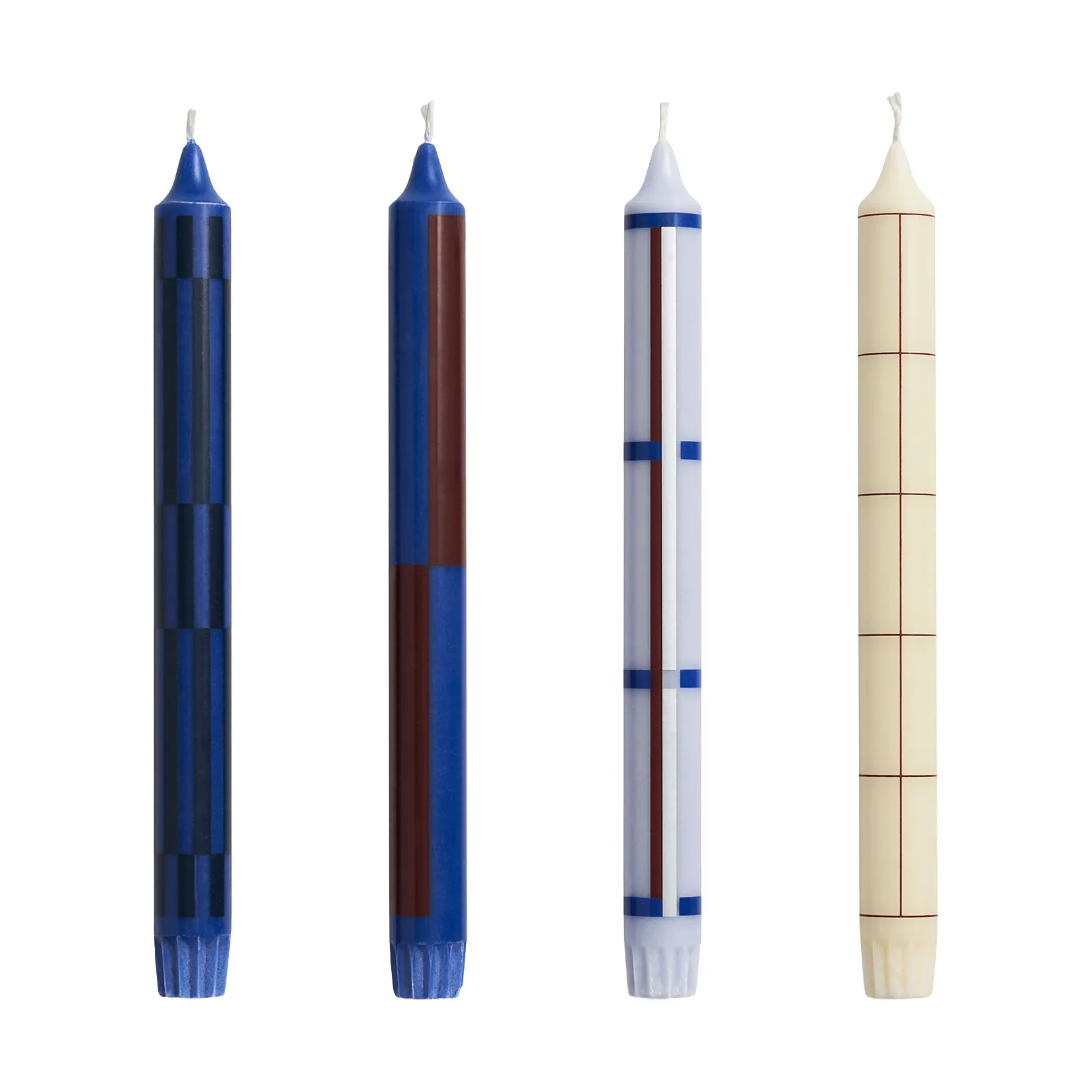 Pattern candle mix 4-pack, Blue-silver HAY