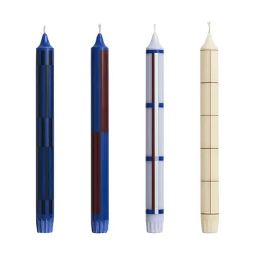 Pattern candle mix 4-pack - Blue-silver - HAY