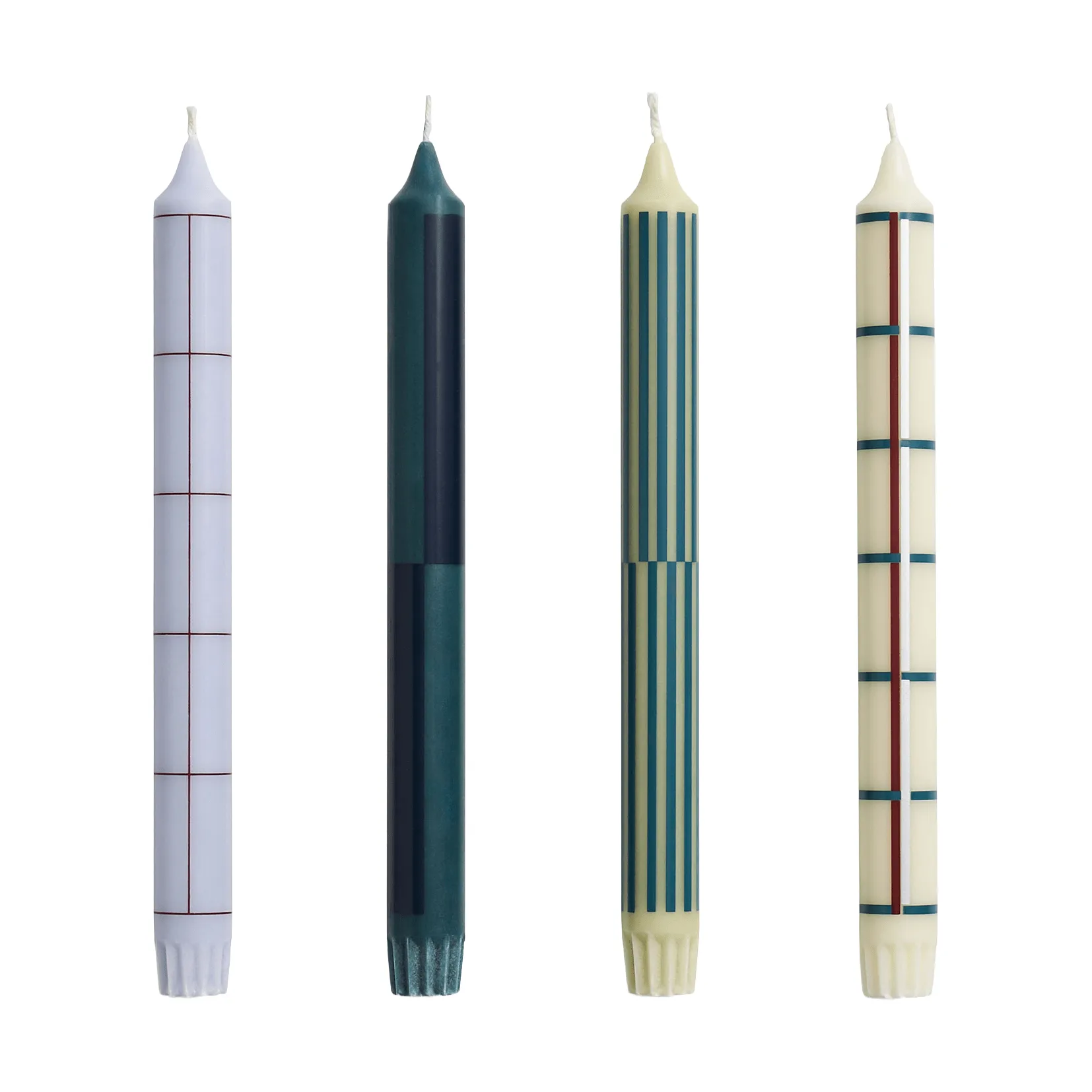 Pattern candle mix 4-pack, Green-silver HAY