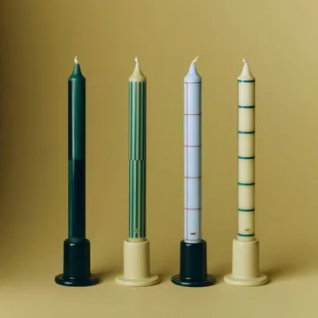 Pattern candle mix 4-pack - Green-silver - HAY