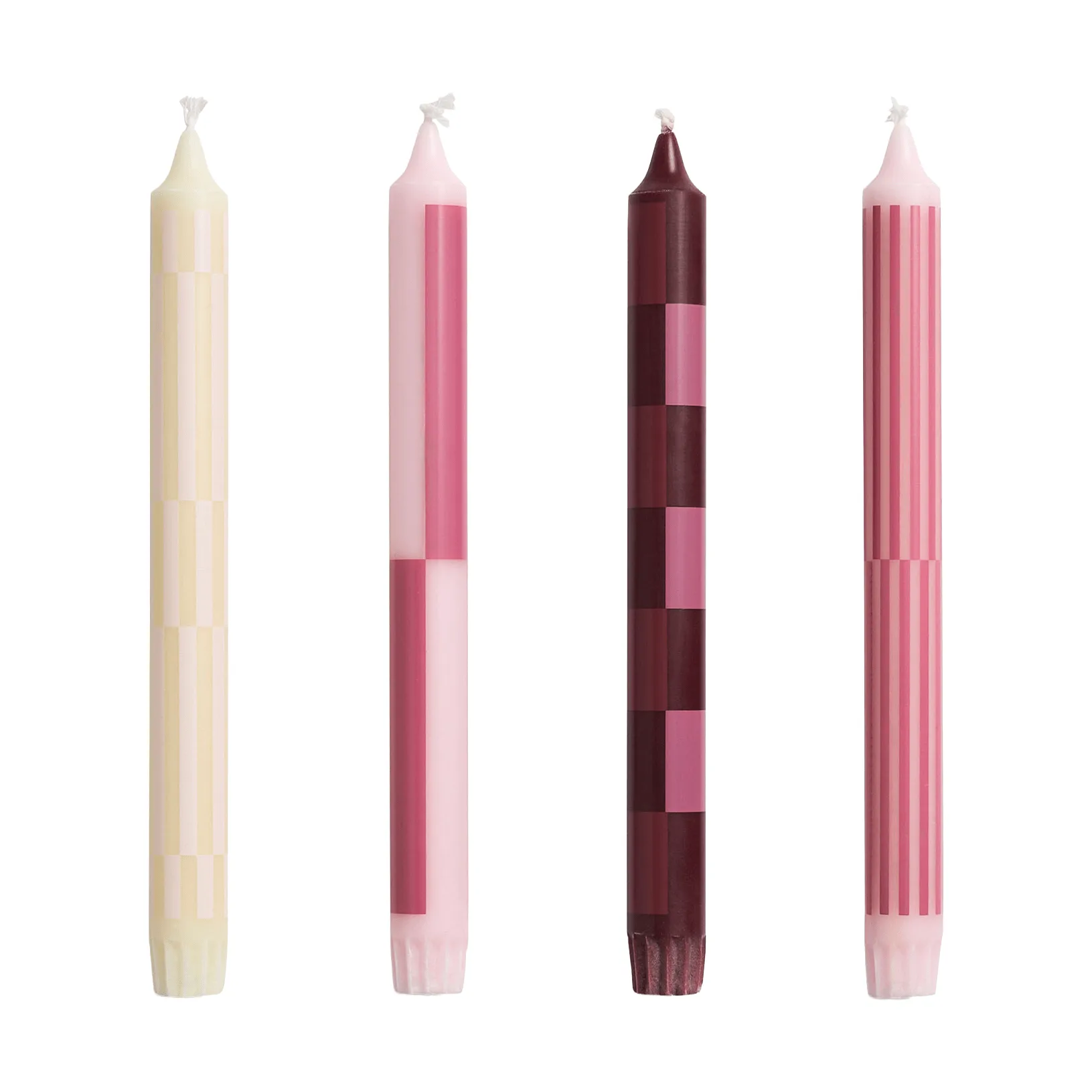 Pattern candle mix 4-pack, Pink-bordeaux HAY