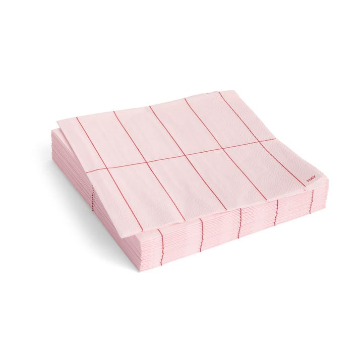 Pattern Lunch napkin 33x33 cm 20-pack - Light pink-red grid - HAY