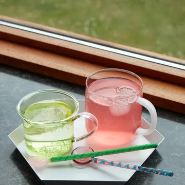 Round glass spoon 2-pack - aubergine-light pink - HAY