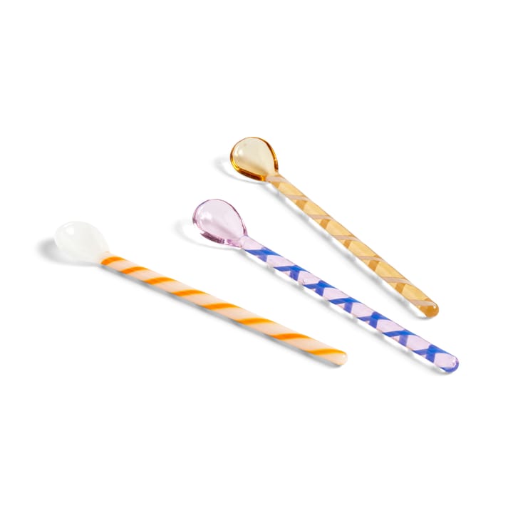 Spice glass spoon 3-pack, amber-light pink-white HAY