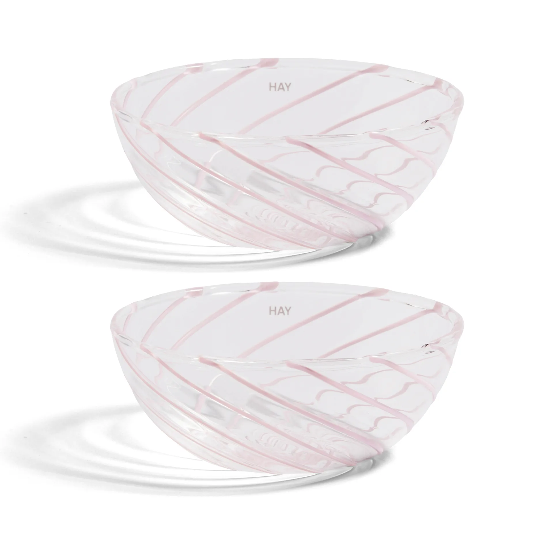 Spin bowl Ø8.5 cm 2-pack, Clear-pink rand HAY