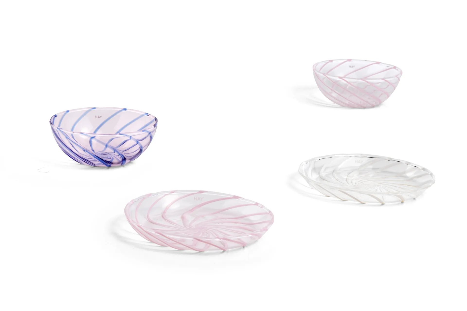 Spin bowl Ø8.5 cm 2-pack, Clear-pink rand HAY