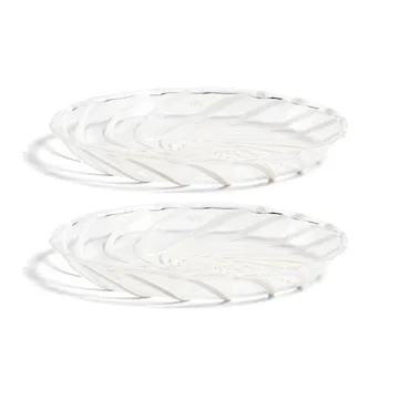 Spin saucer Ø11 cm 2-pack - Clear-white rand - HAY
