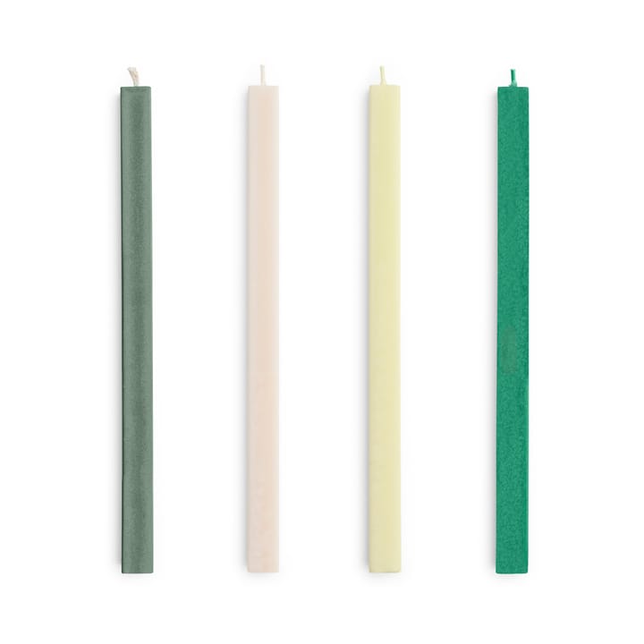Square Candle light mix 4-pack - Greens-whites - HAY