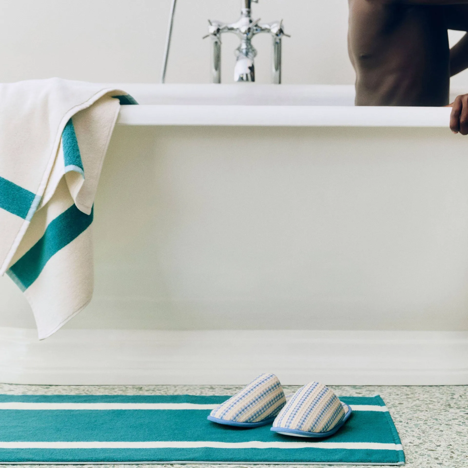 Stripe bath mat, Petrol blue, 50x80 cm HAY