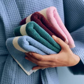 Stripe towel - Petrol blue, 30x30 - HAY