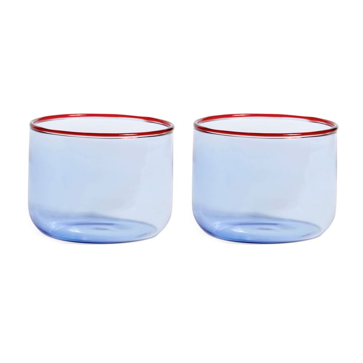Tint glass 20 cl 2-pack, Light blue-red border HAY