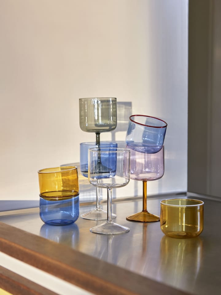 Tint glass 20 cl 2-pack, Light blue-red border HAY