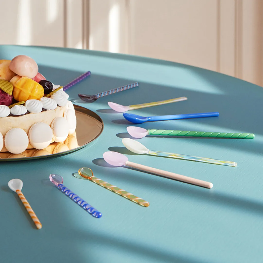 Twist glass spoon 2-pack, turquoise-light pink HAY