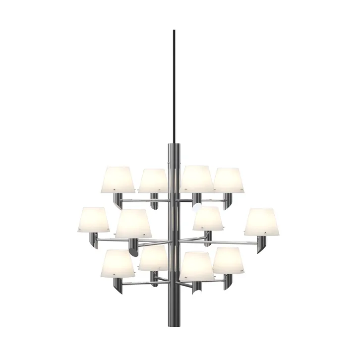 Gil Crown 12 Chandelier - Chrome–opal glass - Herstal
