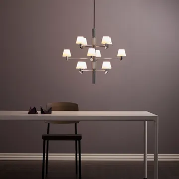 Gil Crown 12 Chandelier - Chrome–opal glass - Herstal