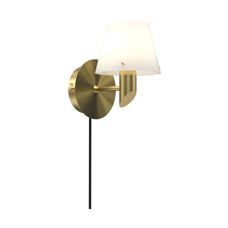 Gil wall lamp, Satin brass-opal glass Herstal